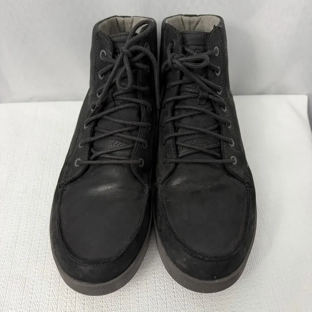 OluKai Molina Boots Men's 13 M Black Leather Ankle Chukka Lace Up